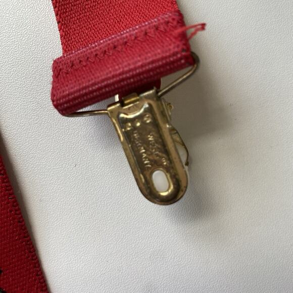 Vintage CAS West Germany Mens Suspenders Elastic Red Christmas Tree - Picture 4 of 10